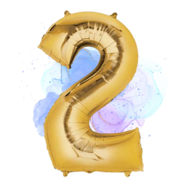 FOIL BALLOON  LARGE YELLOW GOLD TWO 2