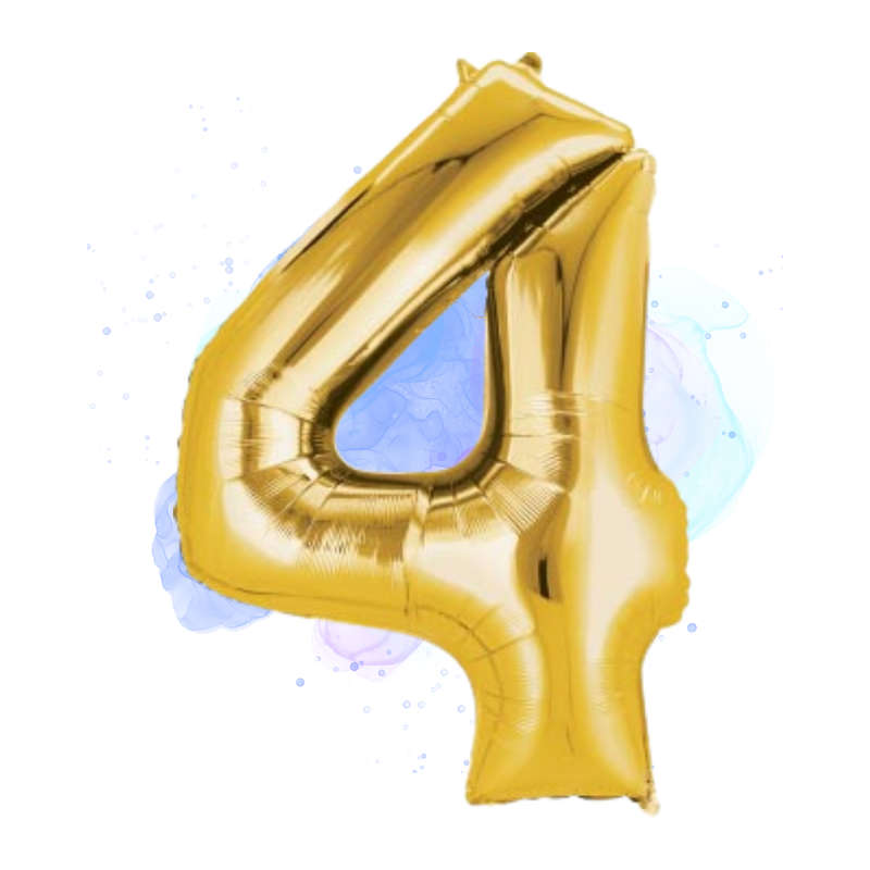 FOIL BALLOON  LARGE YELLOW GOLD FOUR 4