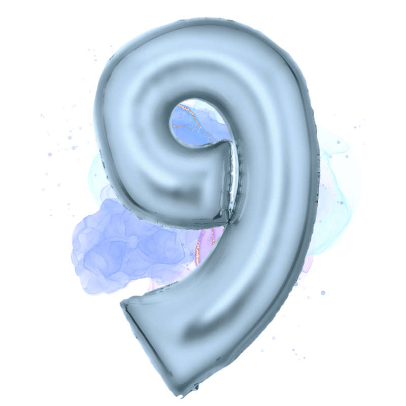 FOIL BALLOON  LARGE PASTEL BLUE NINE 9