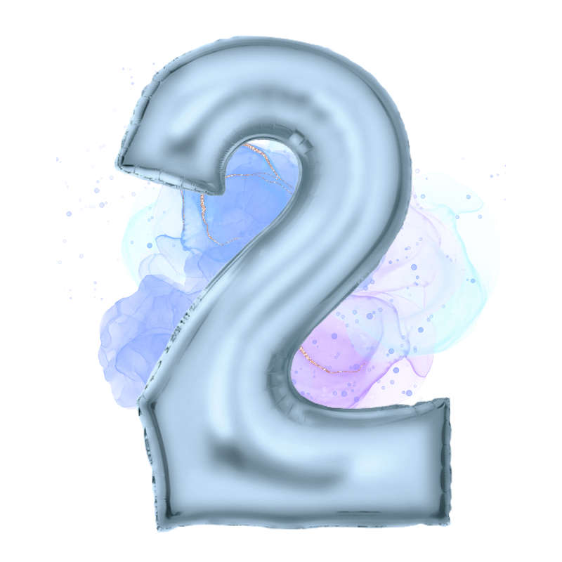 FOIL BALLOON  LARGE PASTEL BLUE TWO 2