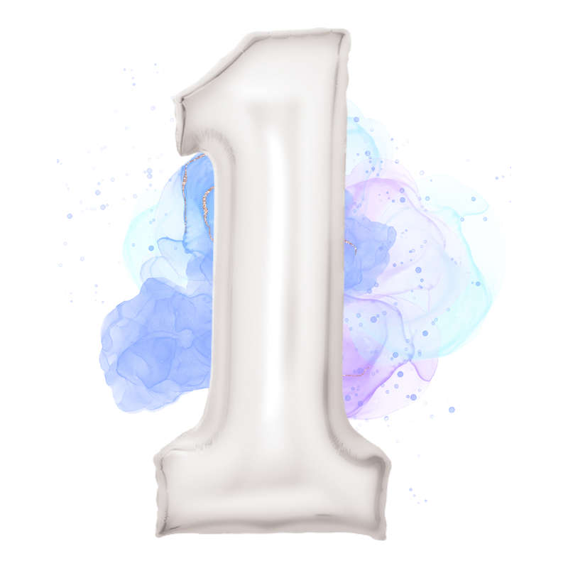 FOIL BALLOON  LARGE SILK WHITE ONE 1