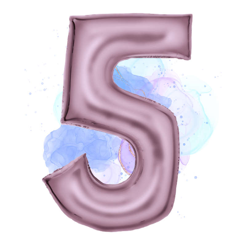 FOIL BALLOON  LARGE PASTEL PINK FIVE 5