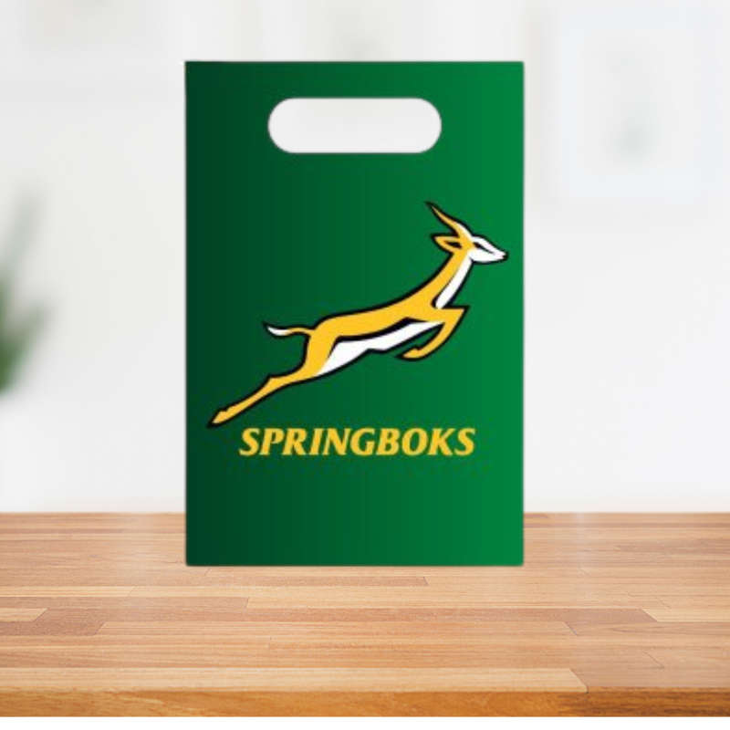 Springbok-Themed Paper Party Bags  Pack of 8
