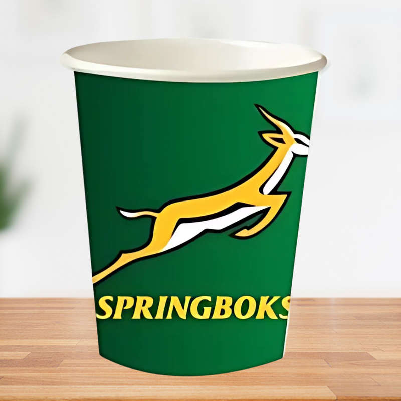 Springbok Themed Paper Cups  Pack of 8