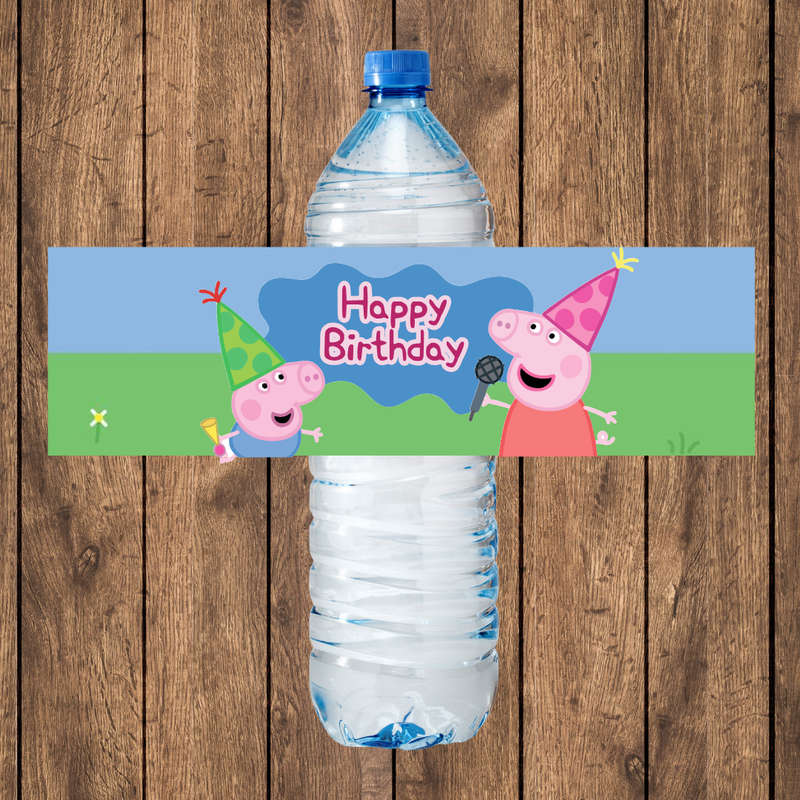 Peppa Pig Bottle Labels Set of 4 Muddy Puddles Blue