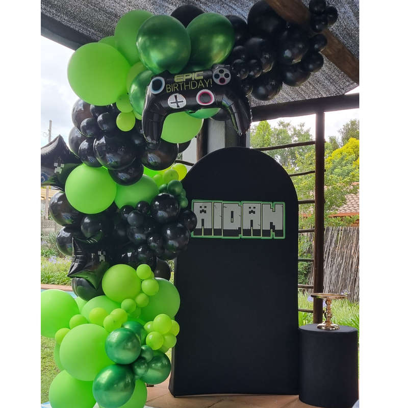 GAMER Playstation Xbox Chiara Backdrop with Organic Balloon Garland and Plinth