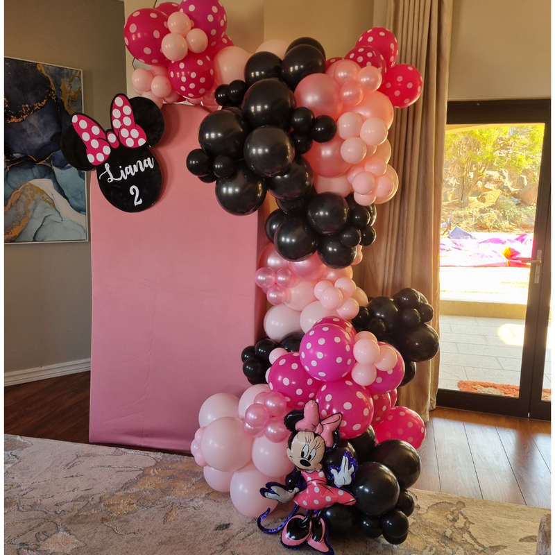 MINNIE MOUSE CHIARA BACKDROP with balloon garland