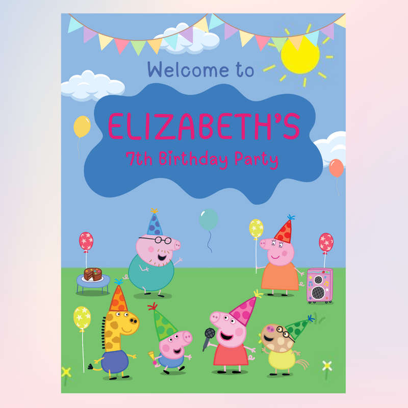 Welcome Board Peppa Pig Blue