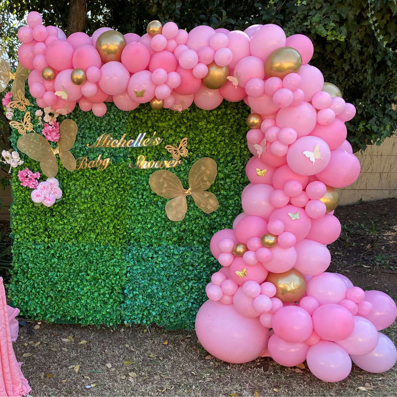BUTTERFLY Faux Green Backdrop Balloon Garland and Main Table EVENT DECOR