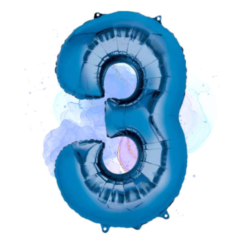 FOIL BALLOON  LARGE BLUE THREE 3