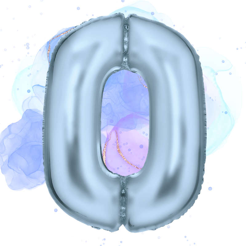 FOIL BALLOON  LARGE PASTEL BLUE ZERO 0
