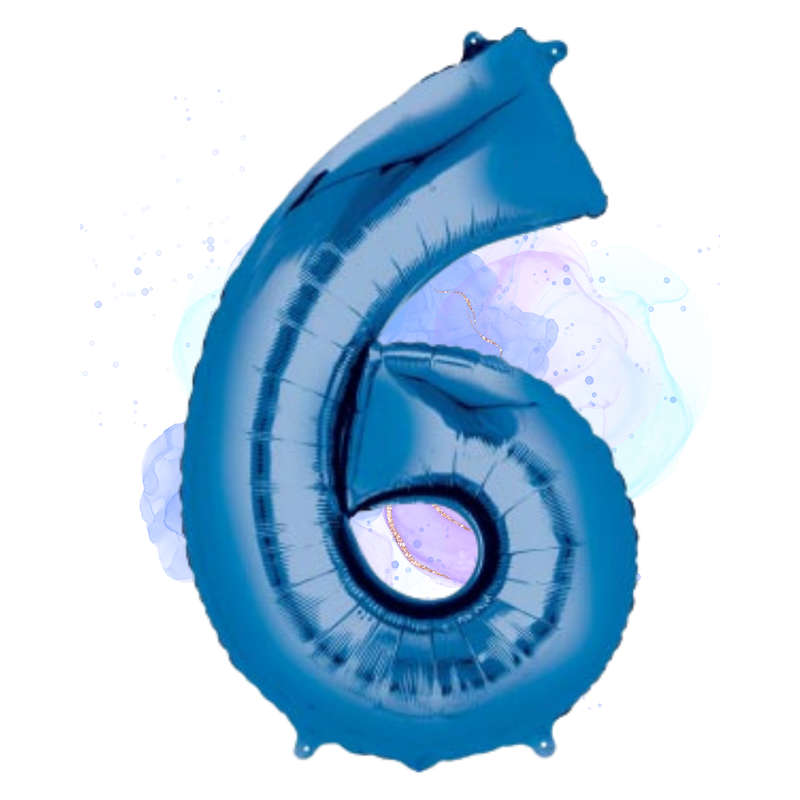 FOIL BALLOON  LARGE BLUE SIX 6