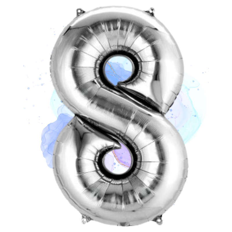 FOIL BALLOON  LARGE SILVER EIGHT 8