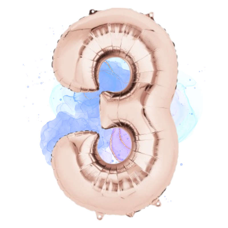 FOIL BALLOON  LARGE ROSE GOLD THREE 3