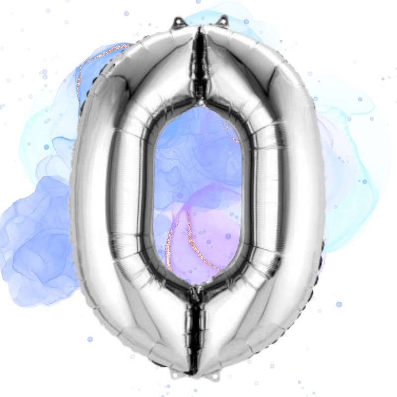 FOIL BALLOON  LARGE SILVER ZERO 0