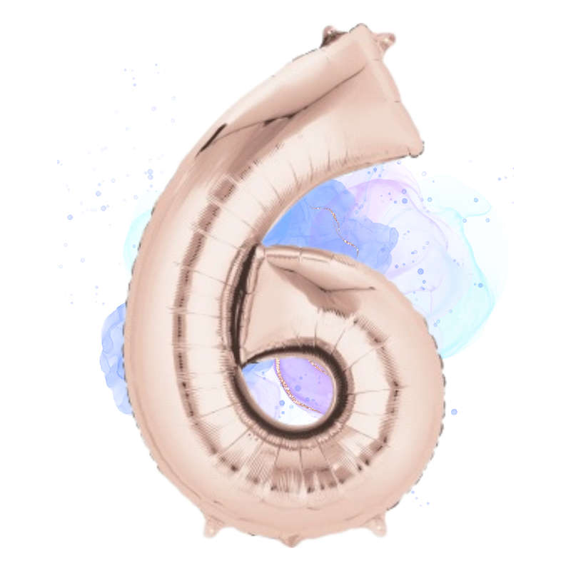 FOIL BALLOON  LARGE ROSE GOLD SIX 6