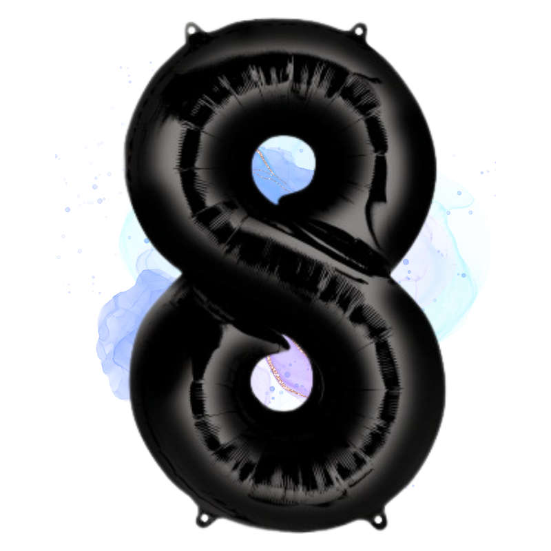 FOIL BALLOON  LARGE BLACK EIGHT 8