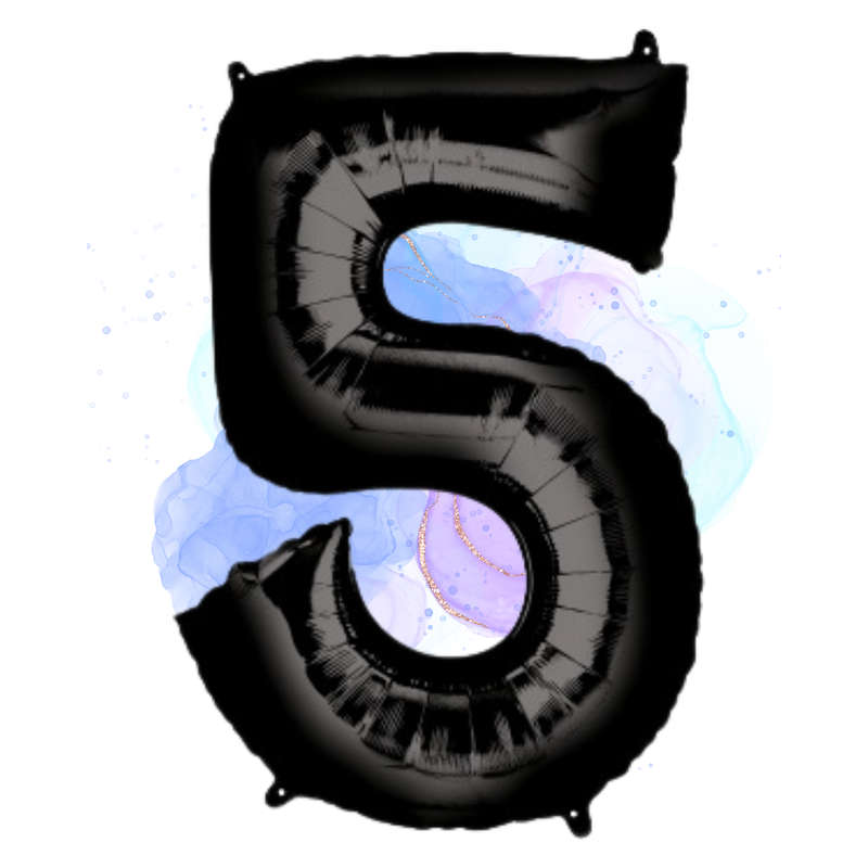 FOIL BALLOON  LARGE BLACK FIVE 5