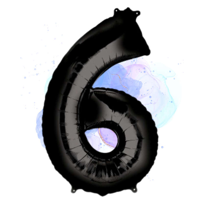 FOIL BALLOON  LARGE BLACK SIX 6