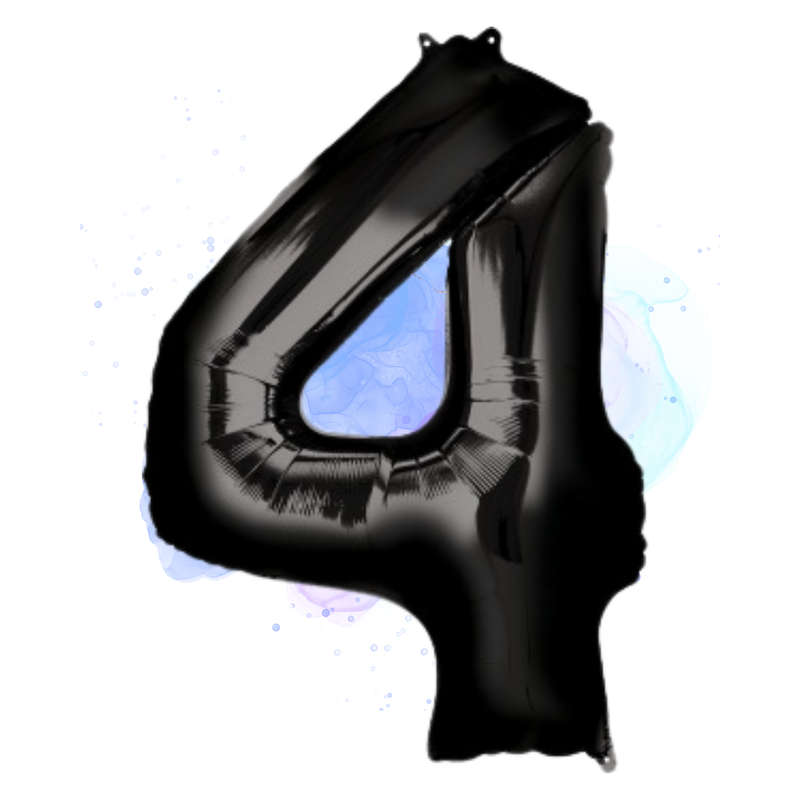 FOIL BALLOON  LARGE BLACK FOUR 4