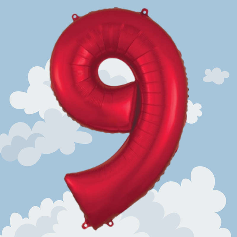 FOIL BALLOON  LARGE RED NINE 9