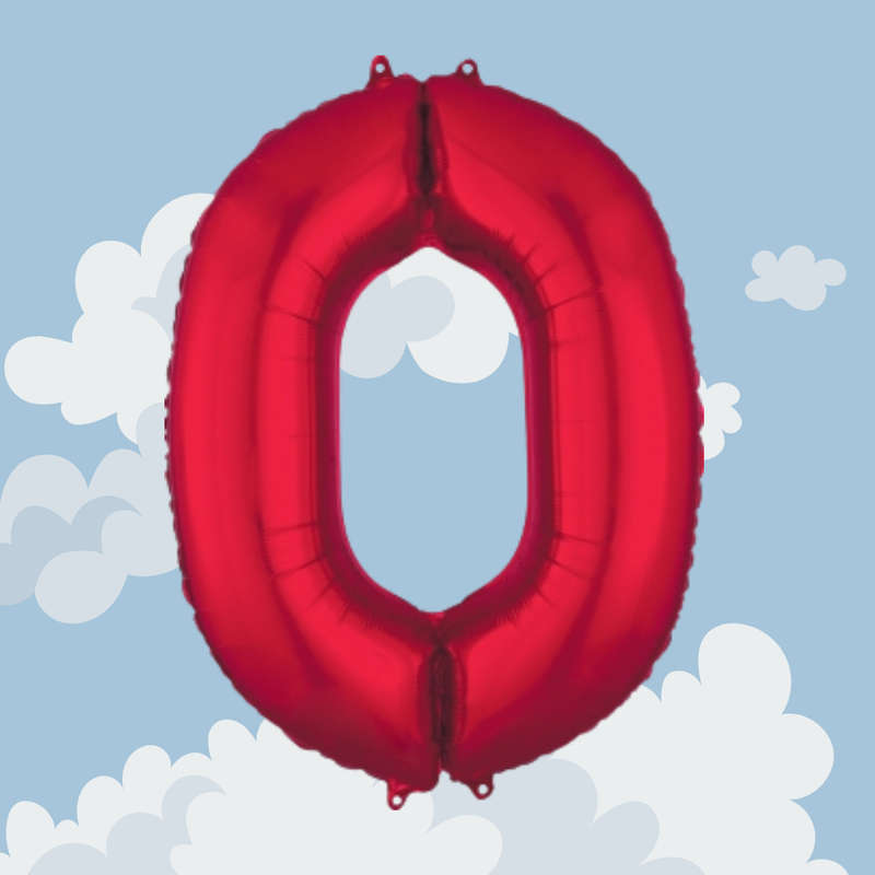 FOIL BALLOON  LARGE RED ZERO 0