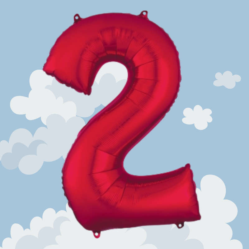 FOIL BALLOON  LARGE RED TWO 2