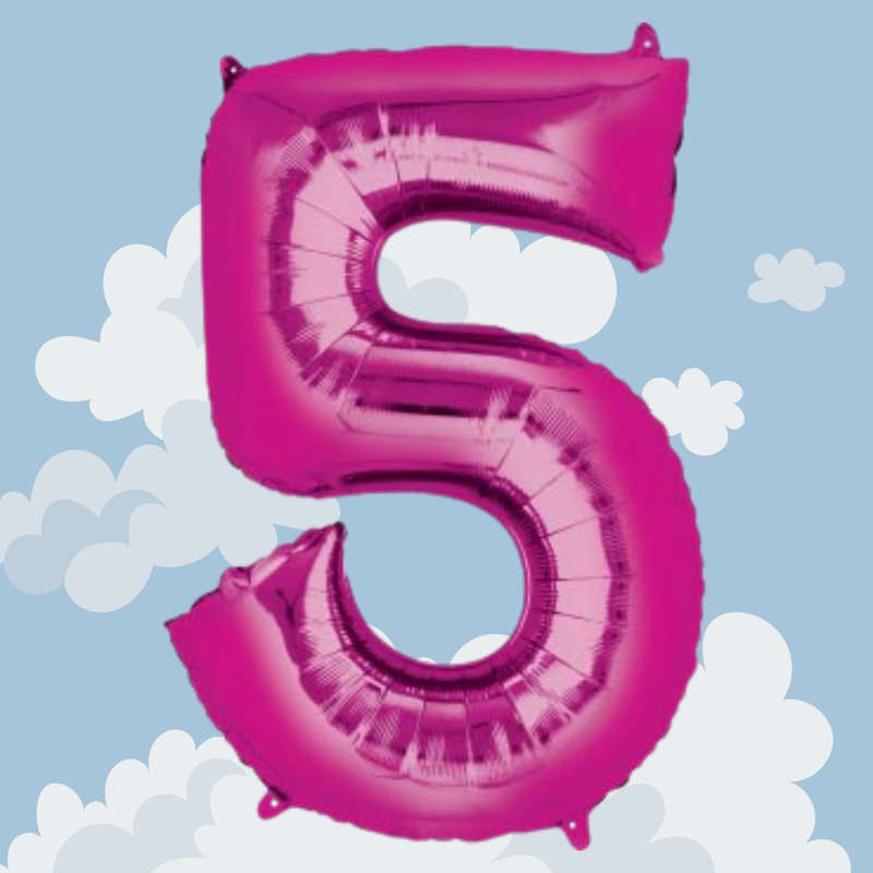 FOIL BALLOON  LARGE CERISE PINK FIVE 5
