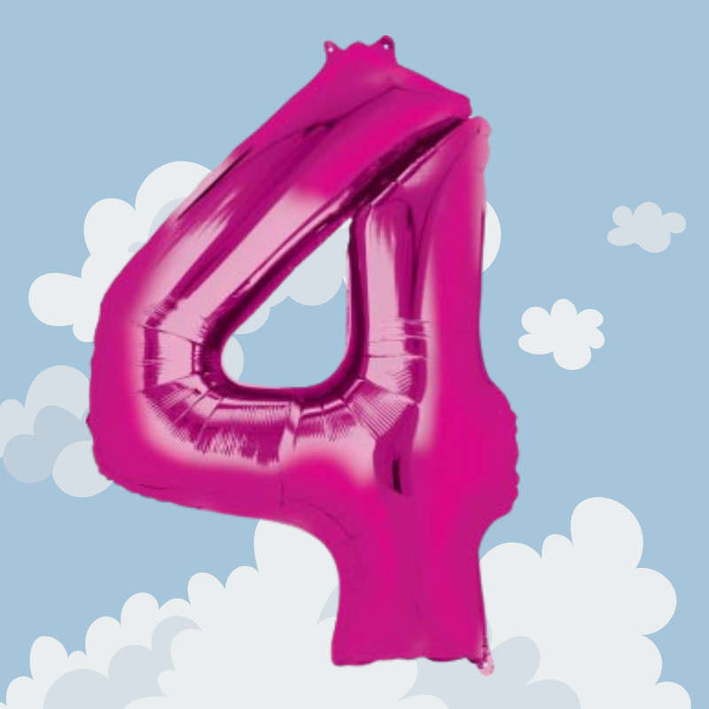 FOIL BALLOON  LARGE CERISE PINK FOUR 4