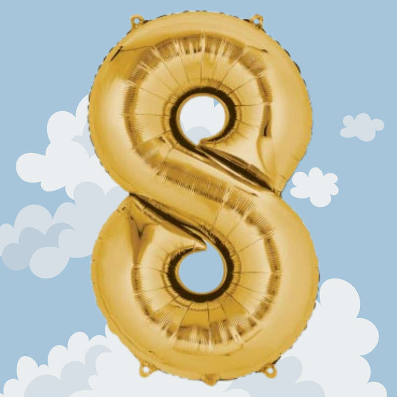 FOIL BALLOON  LARGE YELLOW GOLD EIGHT 8