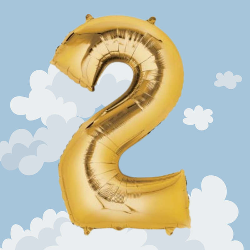 FOIL BALLOON  LARGE YELLOW GOLD TWO 2