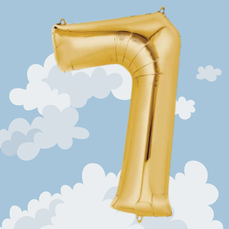 FOIL BALLOON  LARGE YELLOW GOLD SEVEN 7