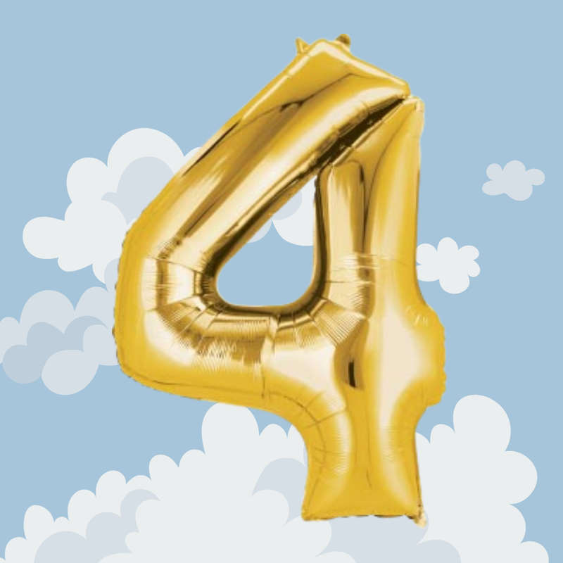 FOIL BALLOON  LARGE YELLOW GOLD FOUR 4