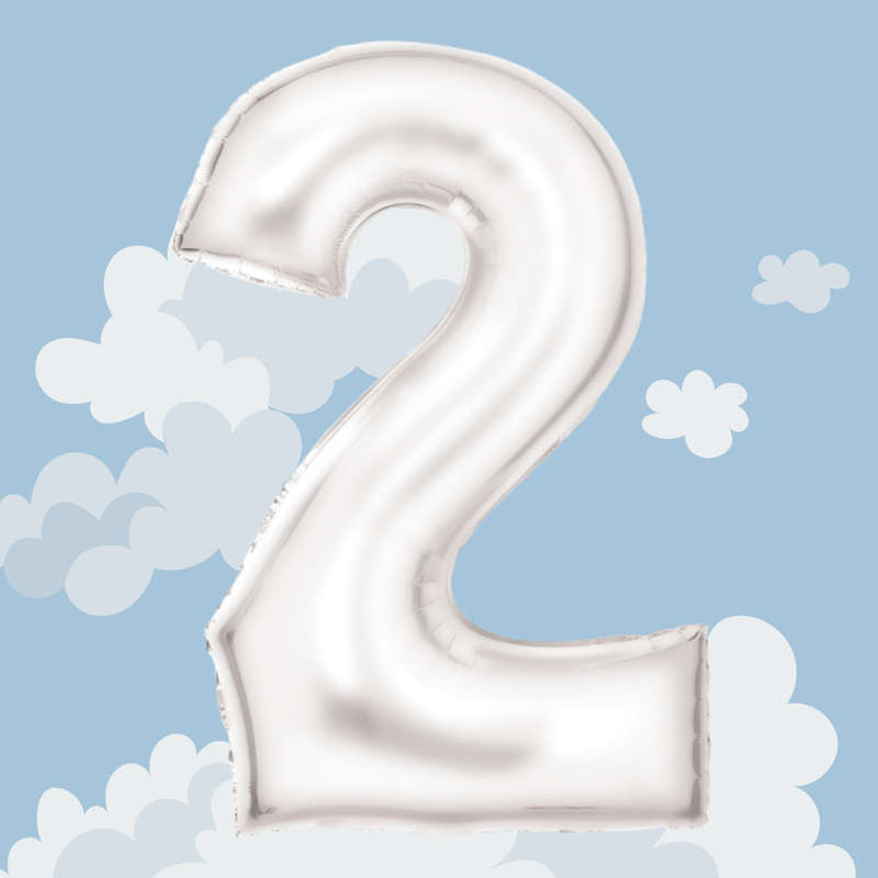 FOIL BALLOON  LARGE SILK WHITE TWO 2