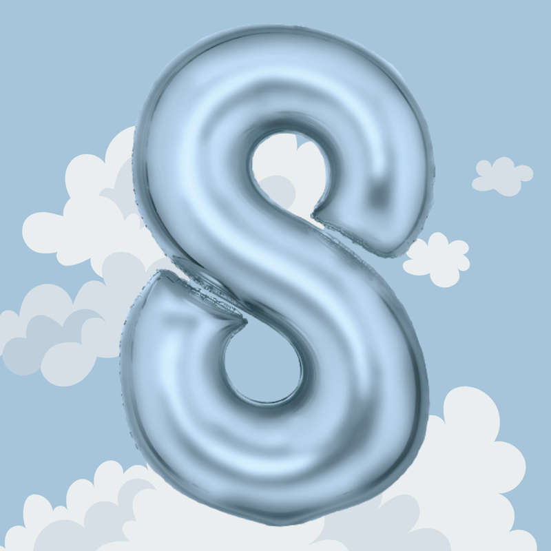 FOIL BALLOON  LARGE PASTEL BLUE EIGHT 8