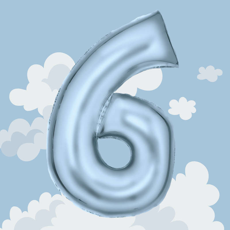 FOIL BALLOON  LARGE PASTEL BLUE SIX 6