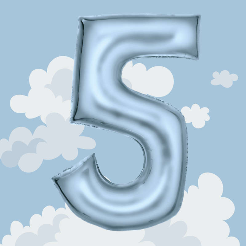 FOIL BALLOON  LARGE PASTEL BLUE FIVE 5