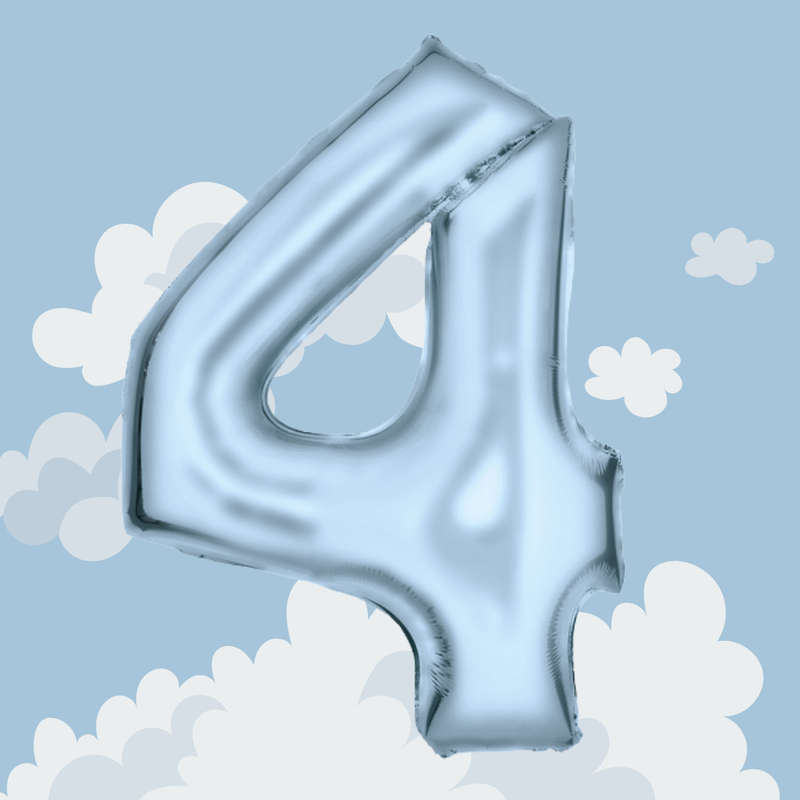 FOIL BALLOON  LARGE PASTEL BLUE FOUR 4