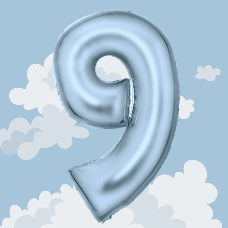 FOIL BALLOON  LARGE PASTEL BLUE NINE 9
