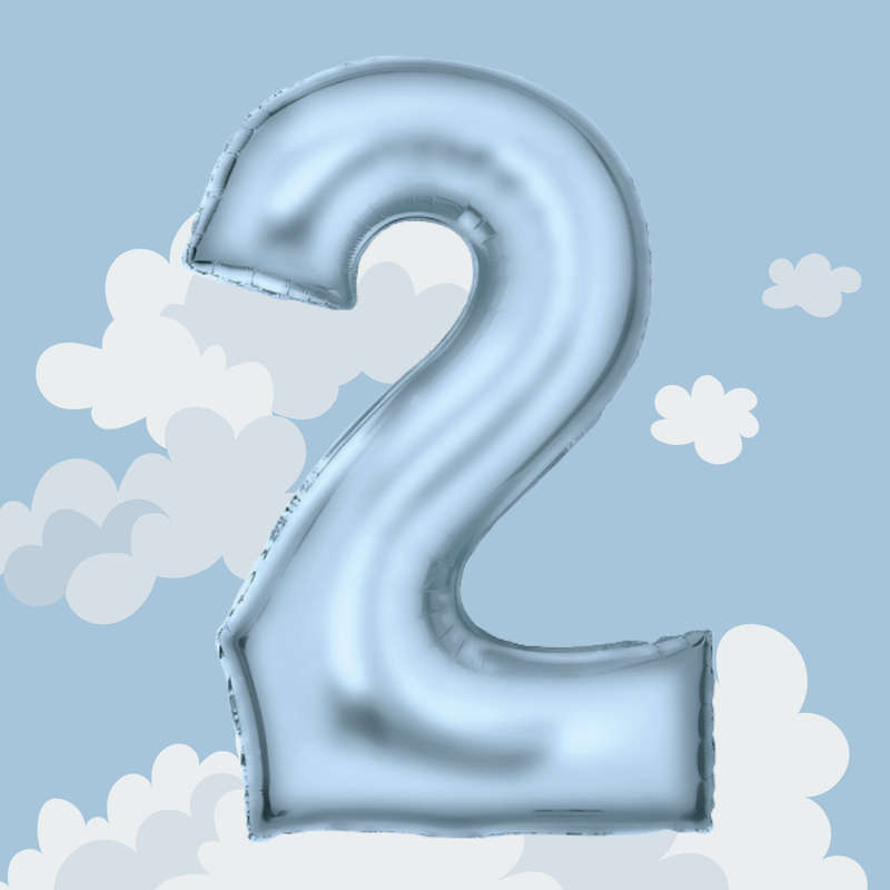 FOIL BALLOON  LARGE PASTEL BLUE TWO 2