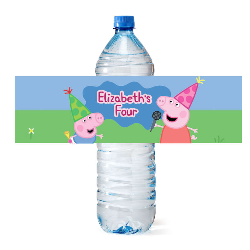 Peppa Pig Bottle Labels Set of 4 Muddy Puddles Blue