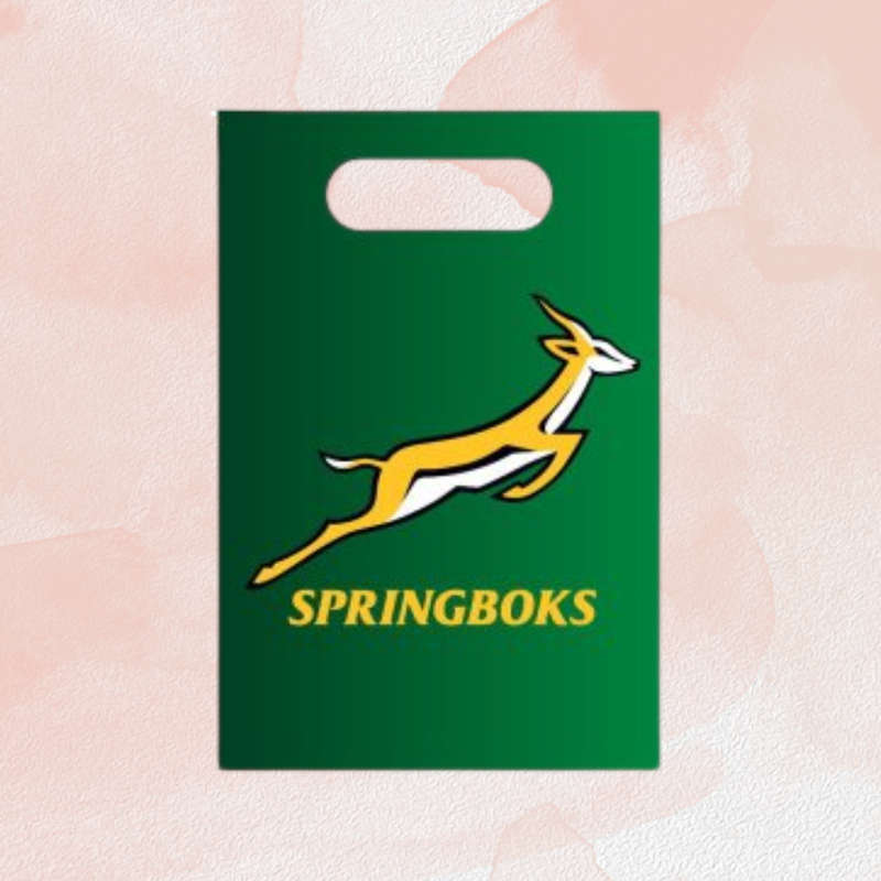 Springbok-Themed Paper Party Bags  Pack of 8