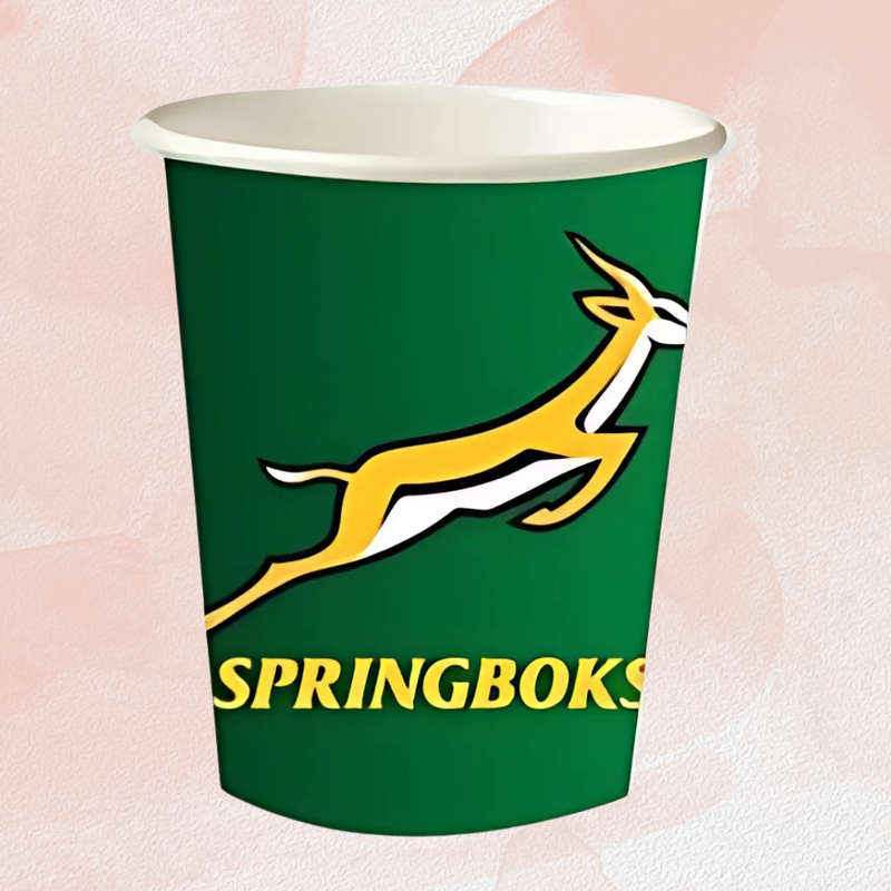 Springbok Themed Paper Cups  Pack of 8