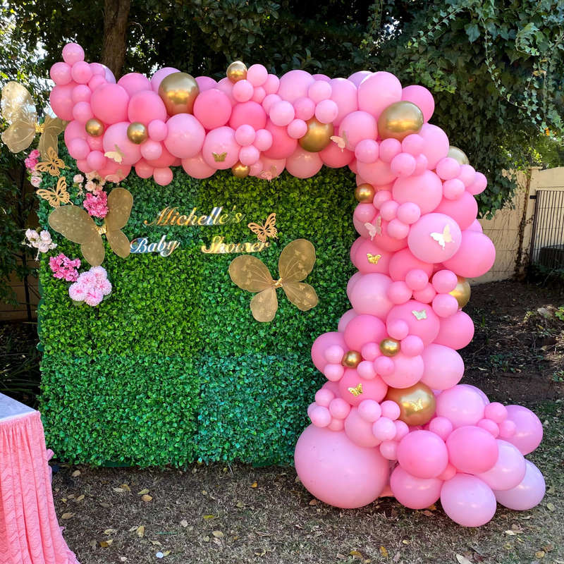 BUTTERFLY Faux Green Backdrop Balloon Garland and Main Table EVENT DECOR