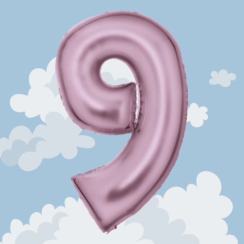 FOIL BALLOON  LARGE PASTEL PINK NINE 9