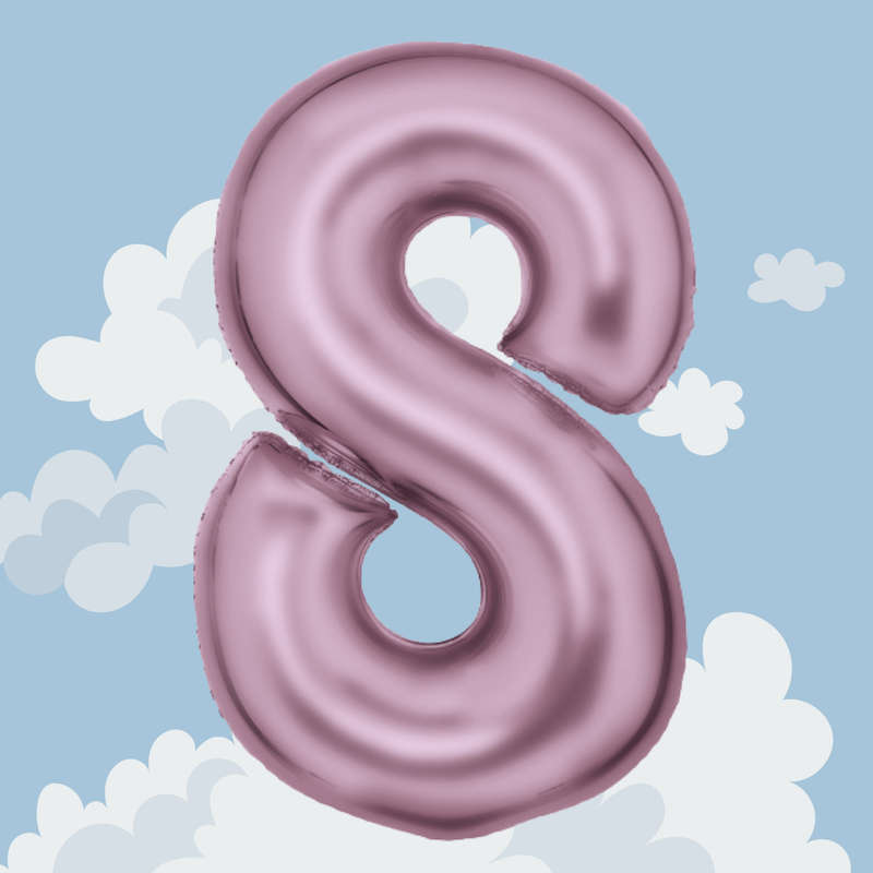 FOIL BALLOON  LARGE PASTEL PINK EIGHT 8