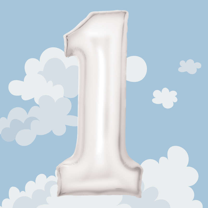 FOIL BALLOON  LARGE SILK WHITE ONE 1