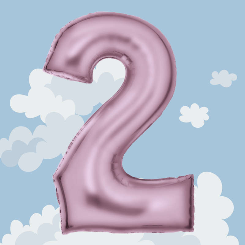 FOIL BALLOON  LARGE PASTEL PINK TWO 2