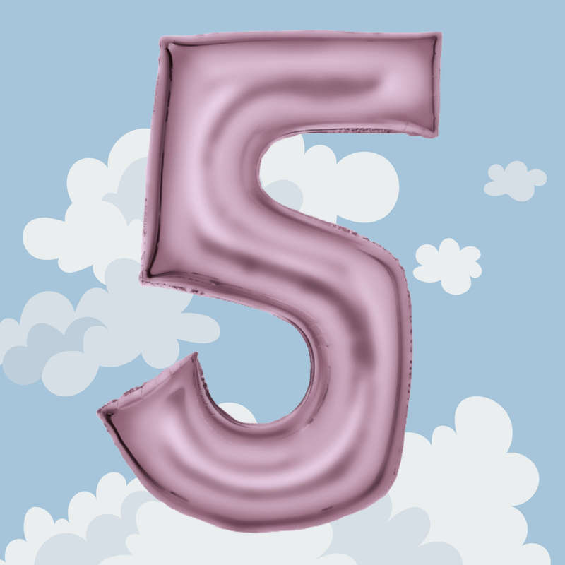 FOIL BALLOON  LARGE PASTEL PINK FIVE 5