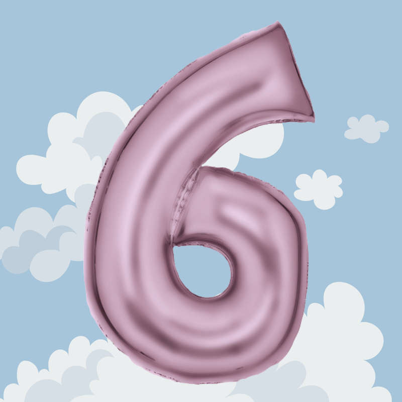 FOIL BALLOON  LARGE PASTEL PINK SIX 6